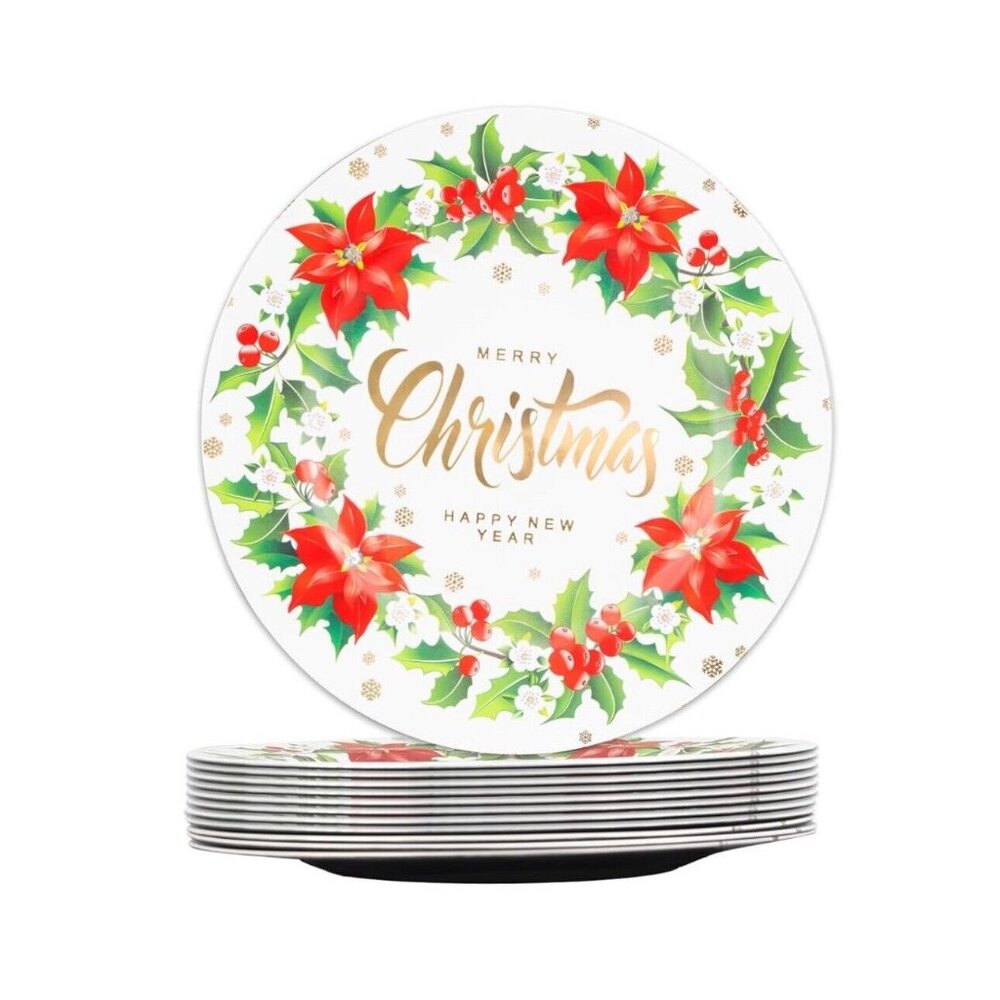 6 Pack round Charger Plates, 13in’ Red White Dinner Plate Christmas New Year